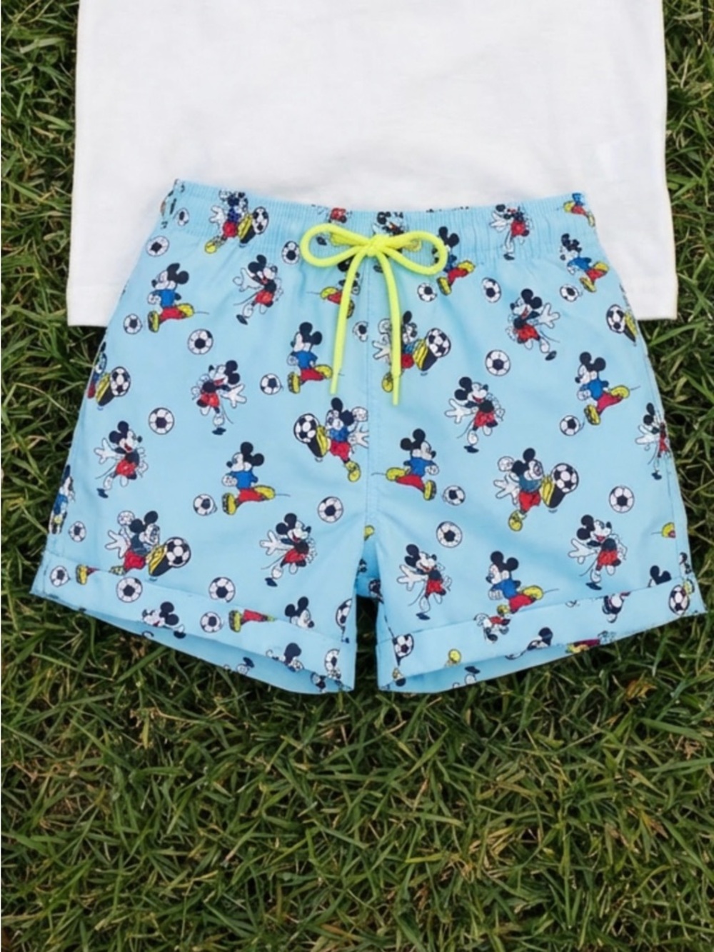 MC2 Saint Barth Kids Mickey Swim Trunks Light Blue Size 8Y